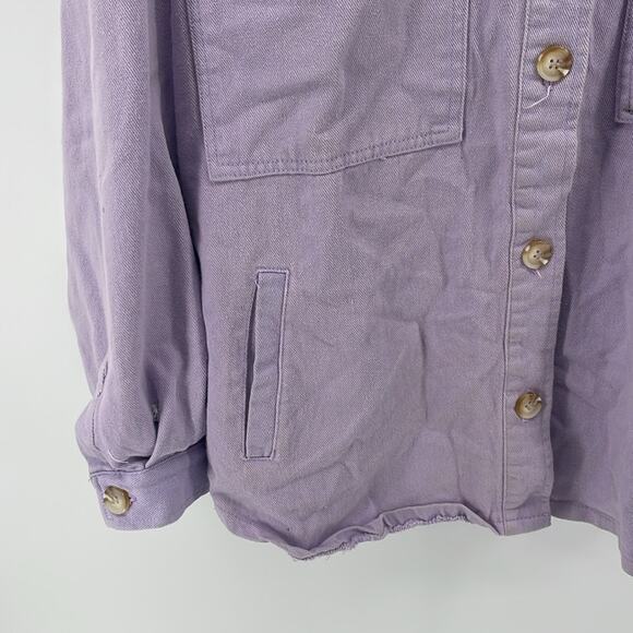 Sans Souci heavy weight mom long sleeve button down jean shirt jacket shacket M - Picture 3 of 6